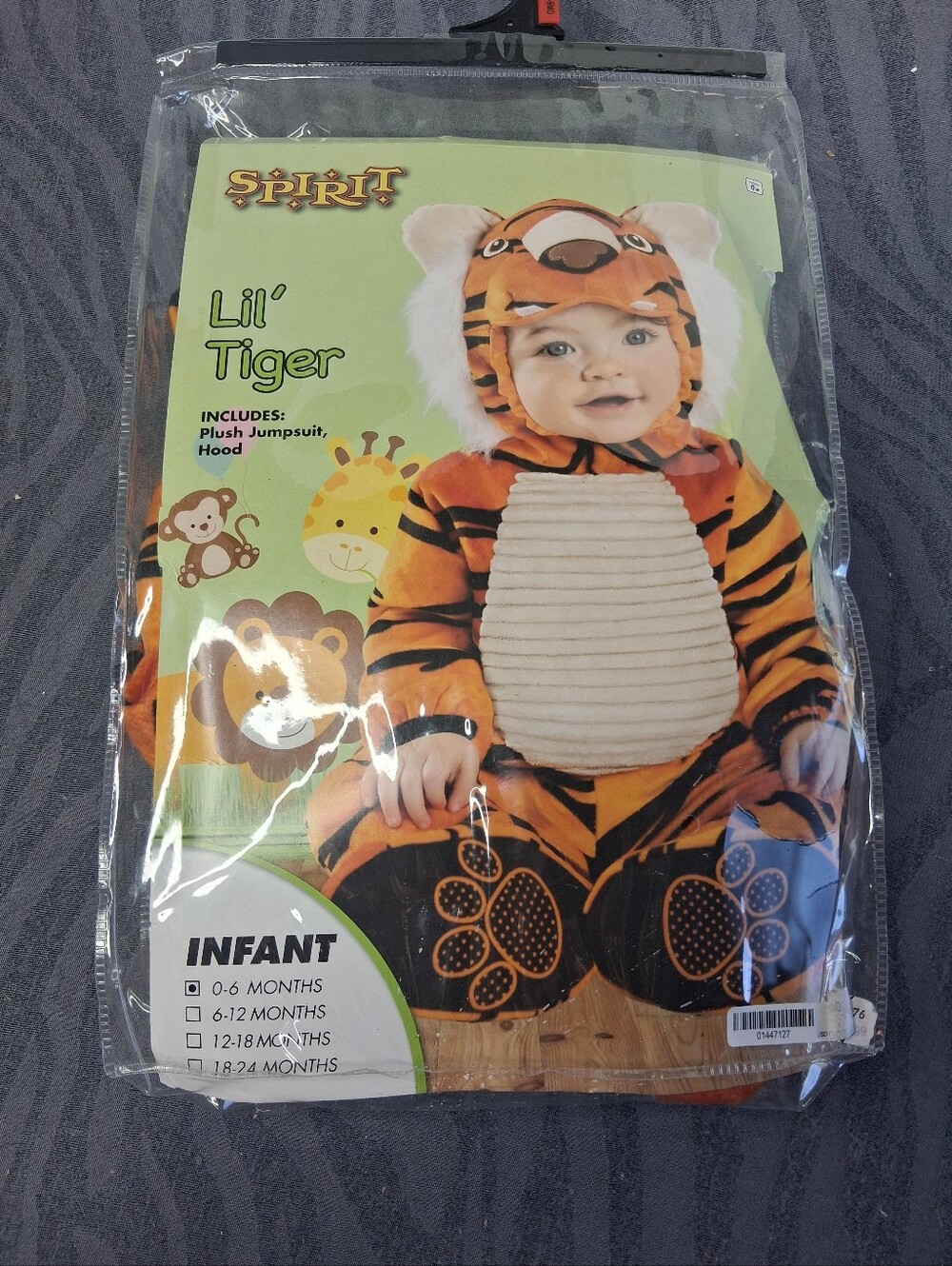 Spirit Infant Tiger Plush Jumpsuit Costume - Orange, Black & Cream